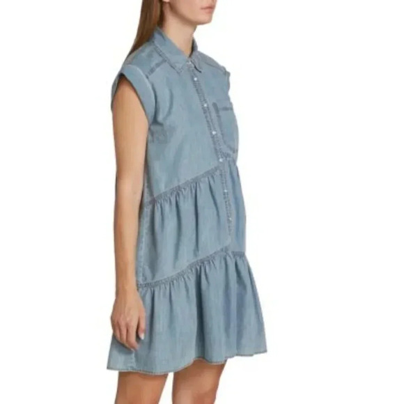 Veronica Beard Harrow Blue Chambray Denim Mini Dress, Sz 6 - Picture 2 of 11